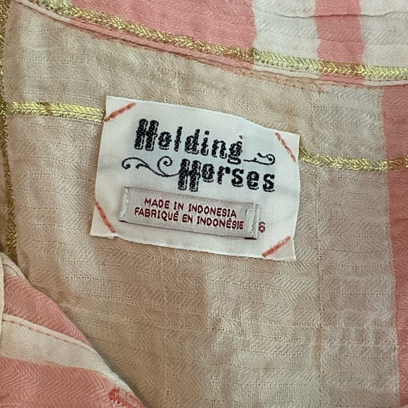 ANTHROPOLOGIE Holding Horses Gailen Peach Plaid Shirt Sz 6 - Picture 6 of 6